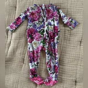 Posh Peanut Floral Ruffle Zip One Piece